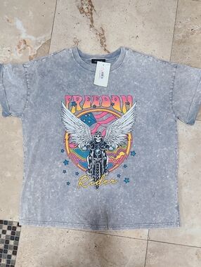 Freedom Rider Graphic Tee - Mineral Grey